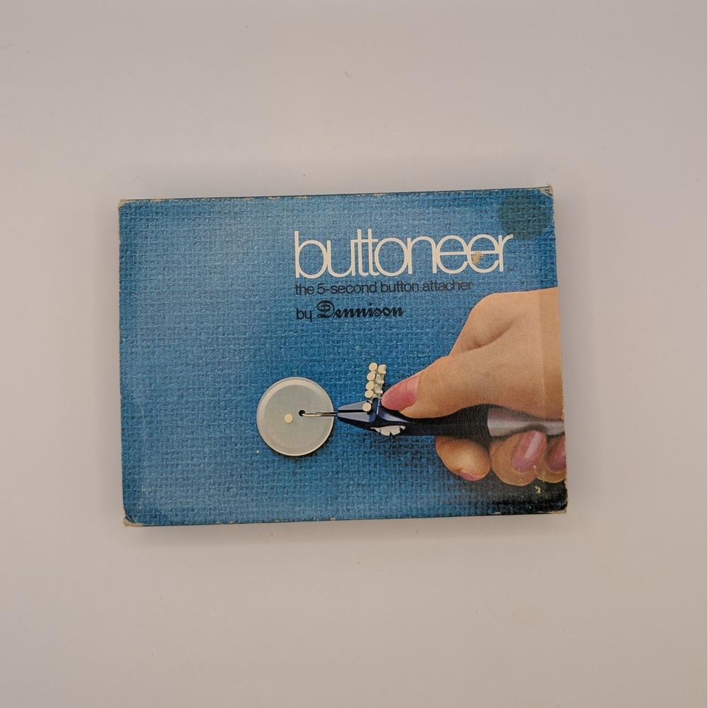 Vintage Dennison Buttoneer 5-Second Button Attacher Tool - Original Box